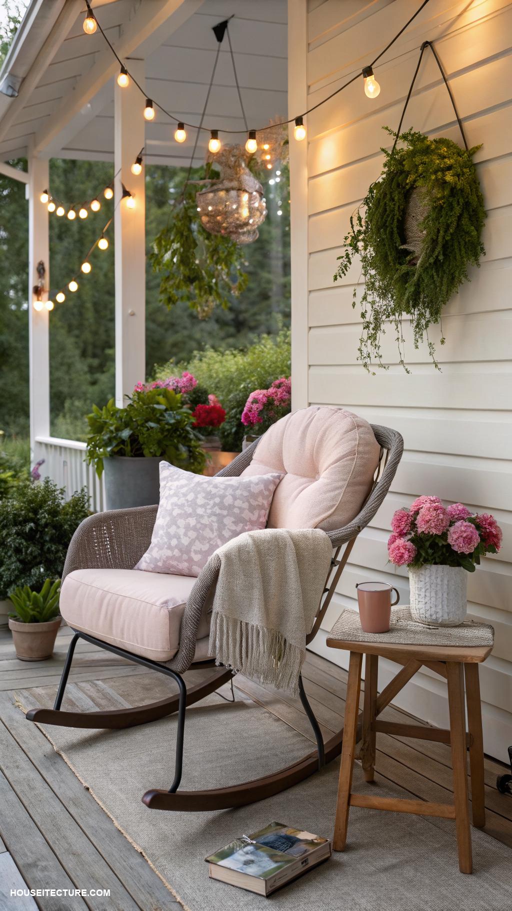 front porch styling ideas Include a stylish rocker chair for comfort