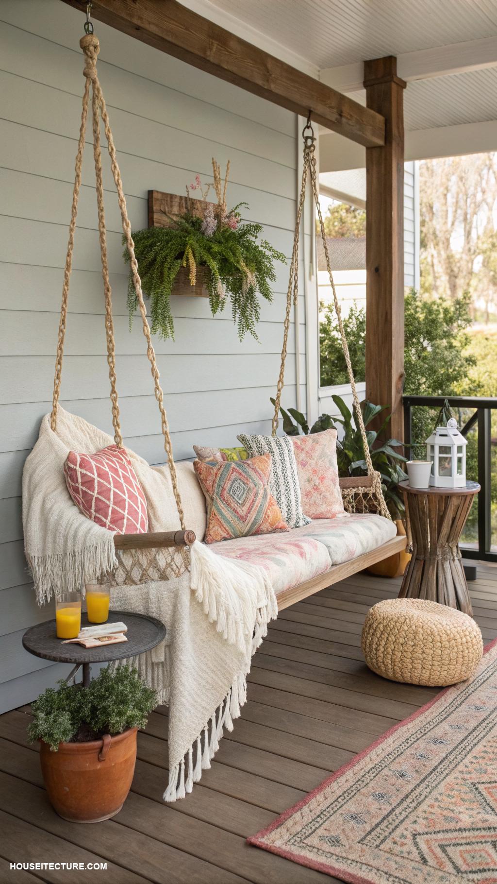 front porch styling ideas Install a stylish porch swing or hammock