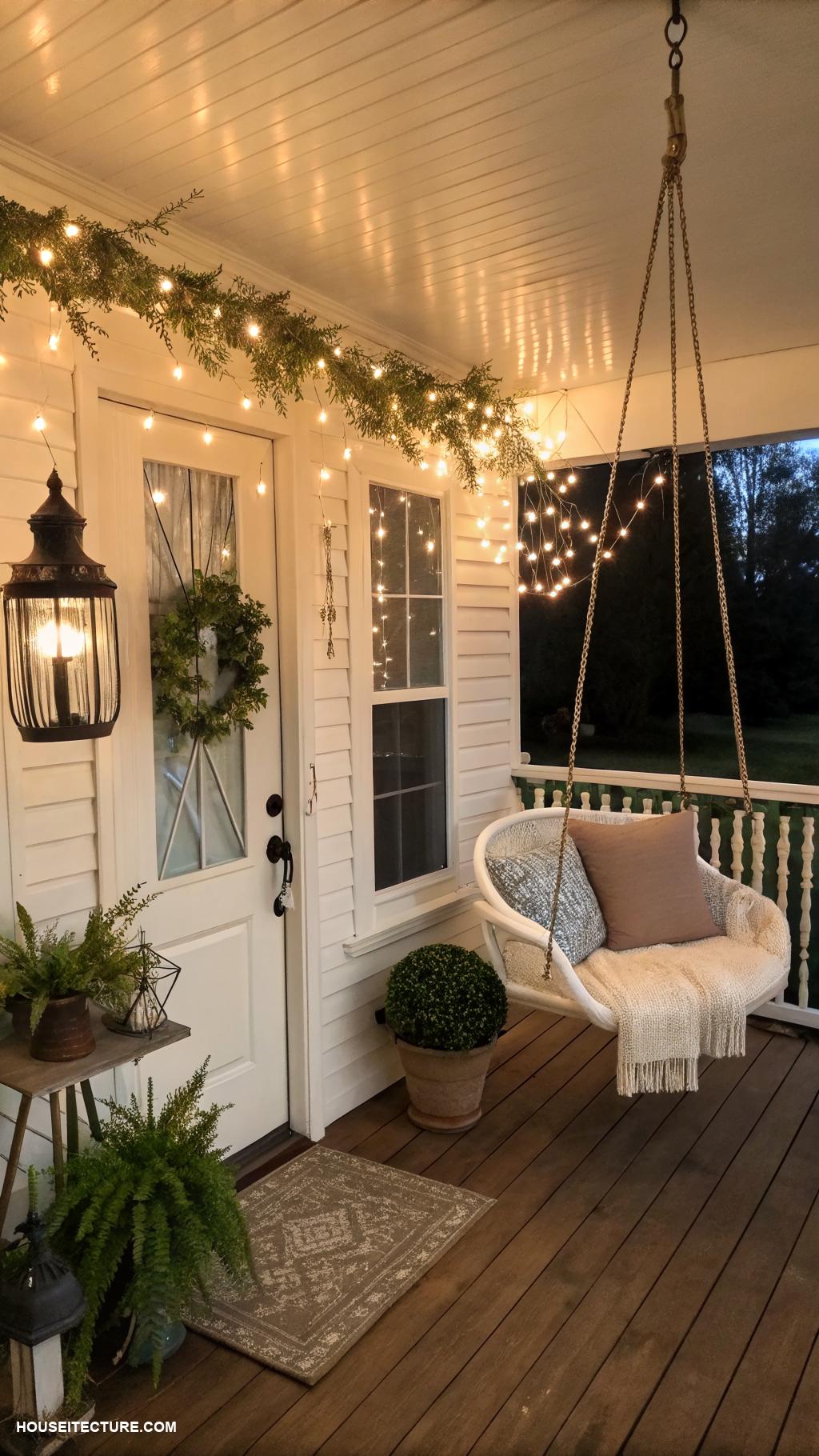 front porch styling ideas Use decorative lighting for a warm ambiance