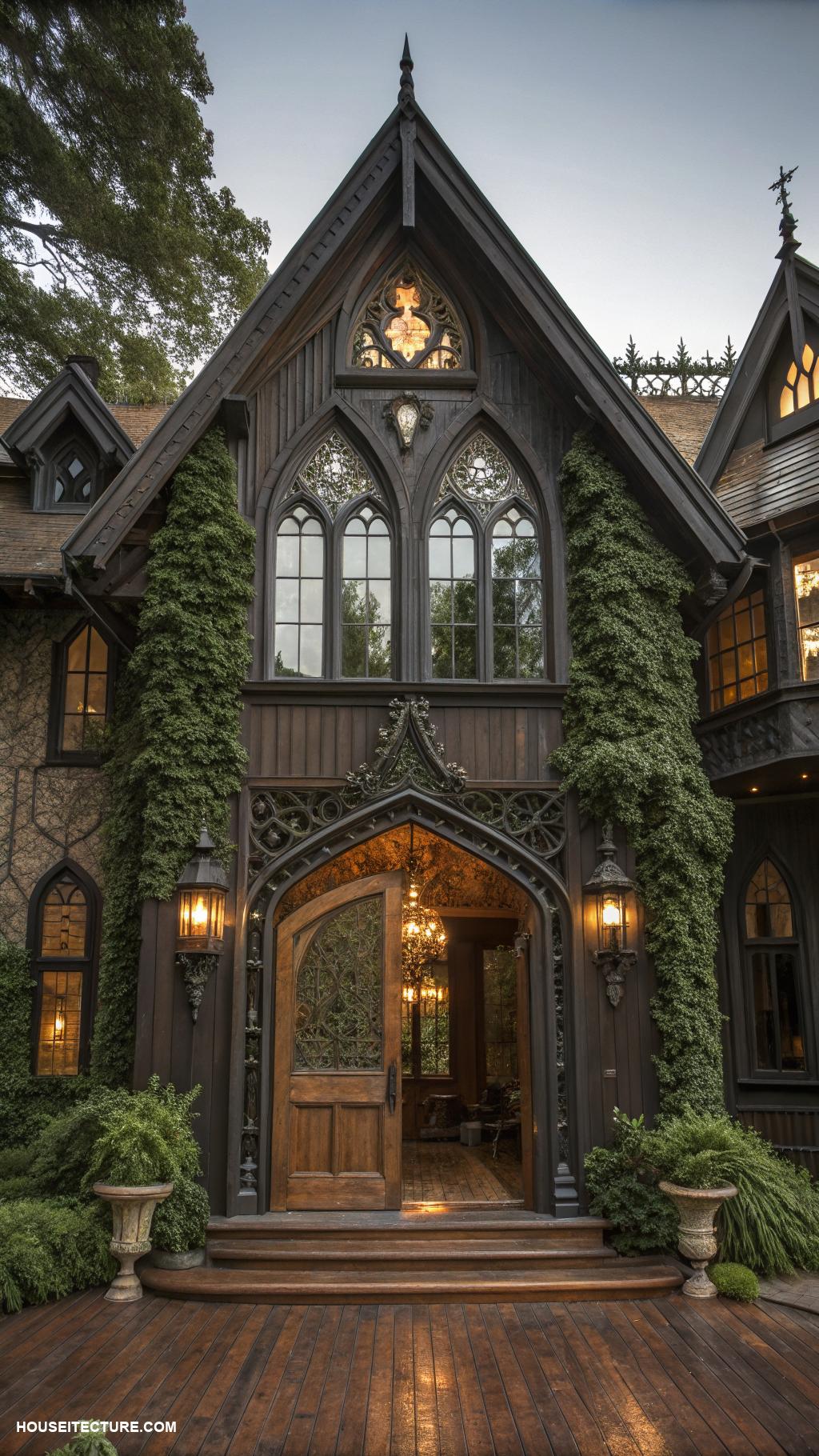 gothic architecture Dark wooden beams and finishes