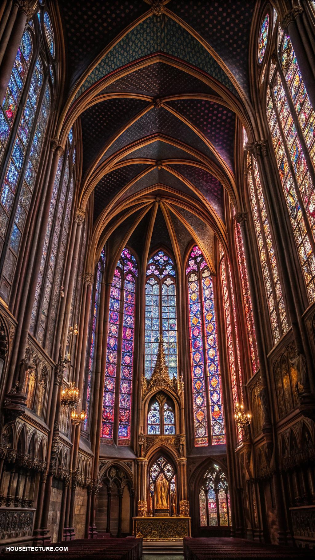 gothic architecture Stained glass windows with intricate designs