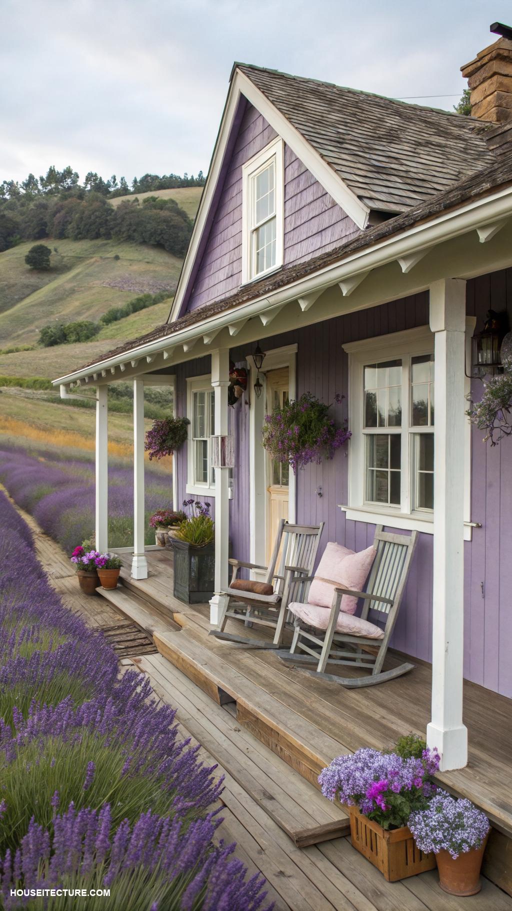 lavender house Rustic lavender cottage with porch