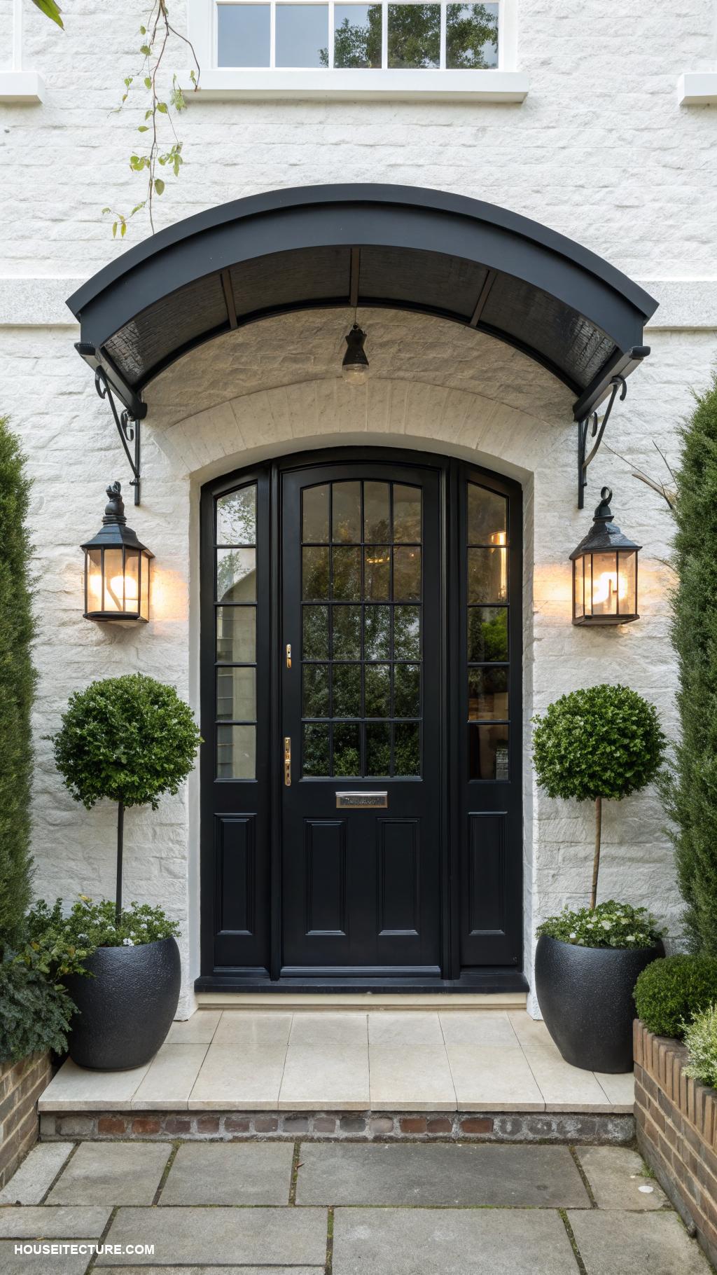 london home exterior Bold black painted entrance