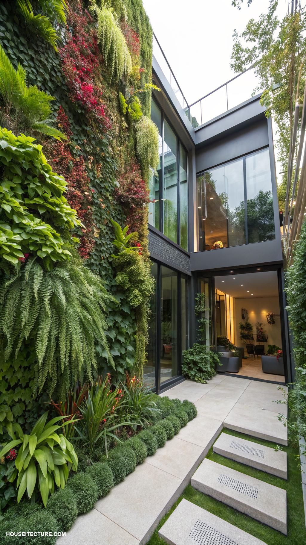 london home exterior Lush vertical garden wall