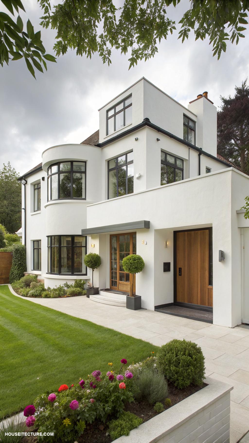 london home exterior Modern white stucco finish