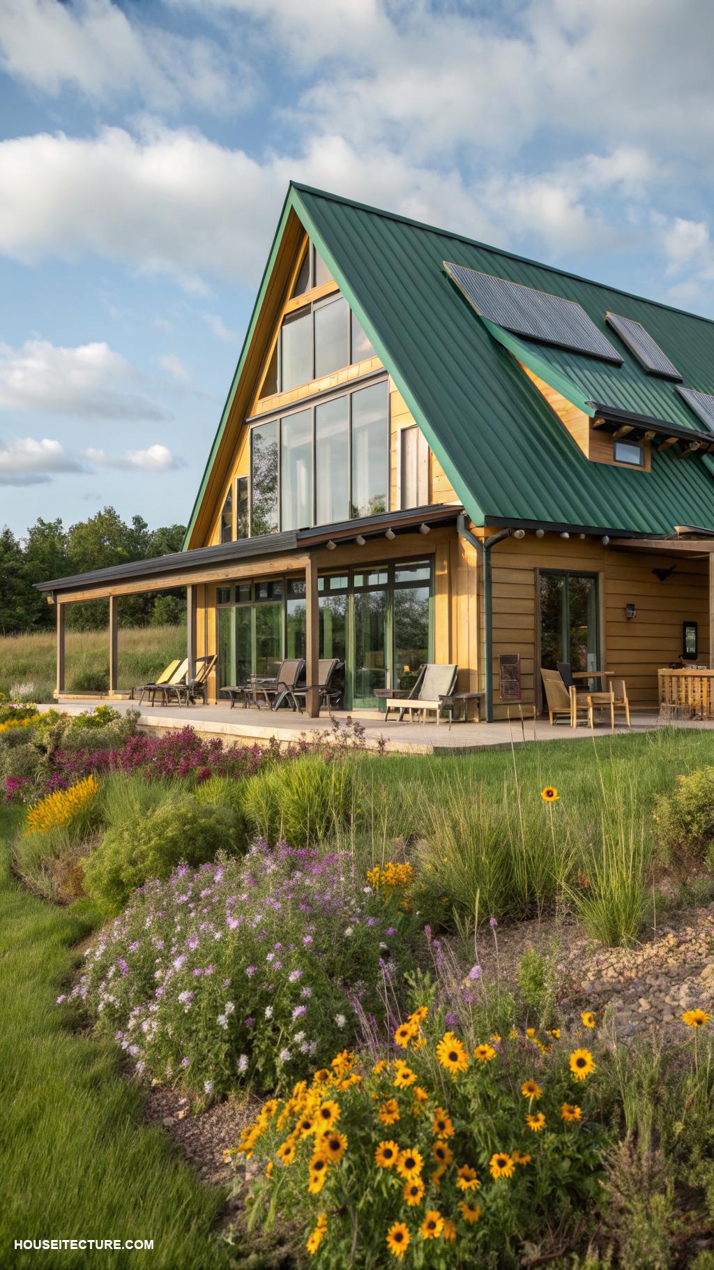 modern barn house Green roofs enhancing insulation and beauty