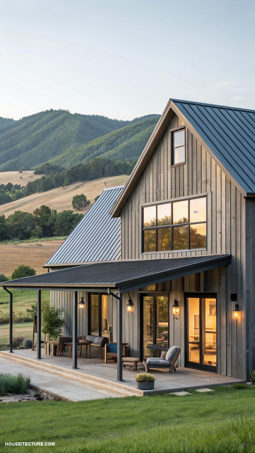 modern barn house Metal roofing for durability and style