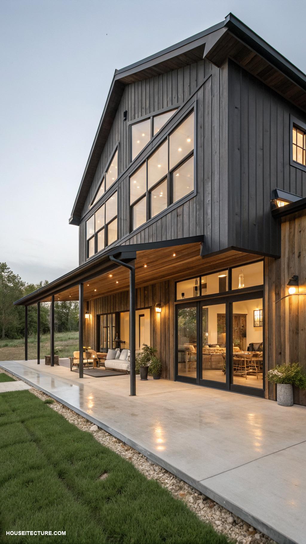 modern barn house Minimalist decor with rustic charm