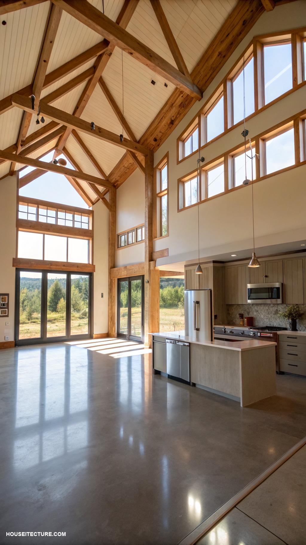 modern barn house Open floor plan maximizing natural light