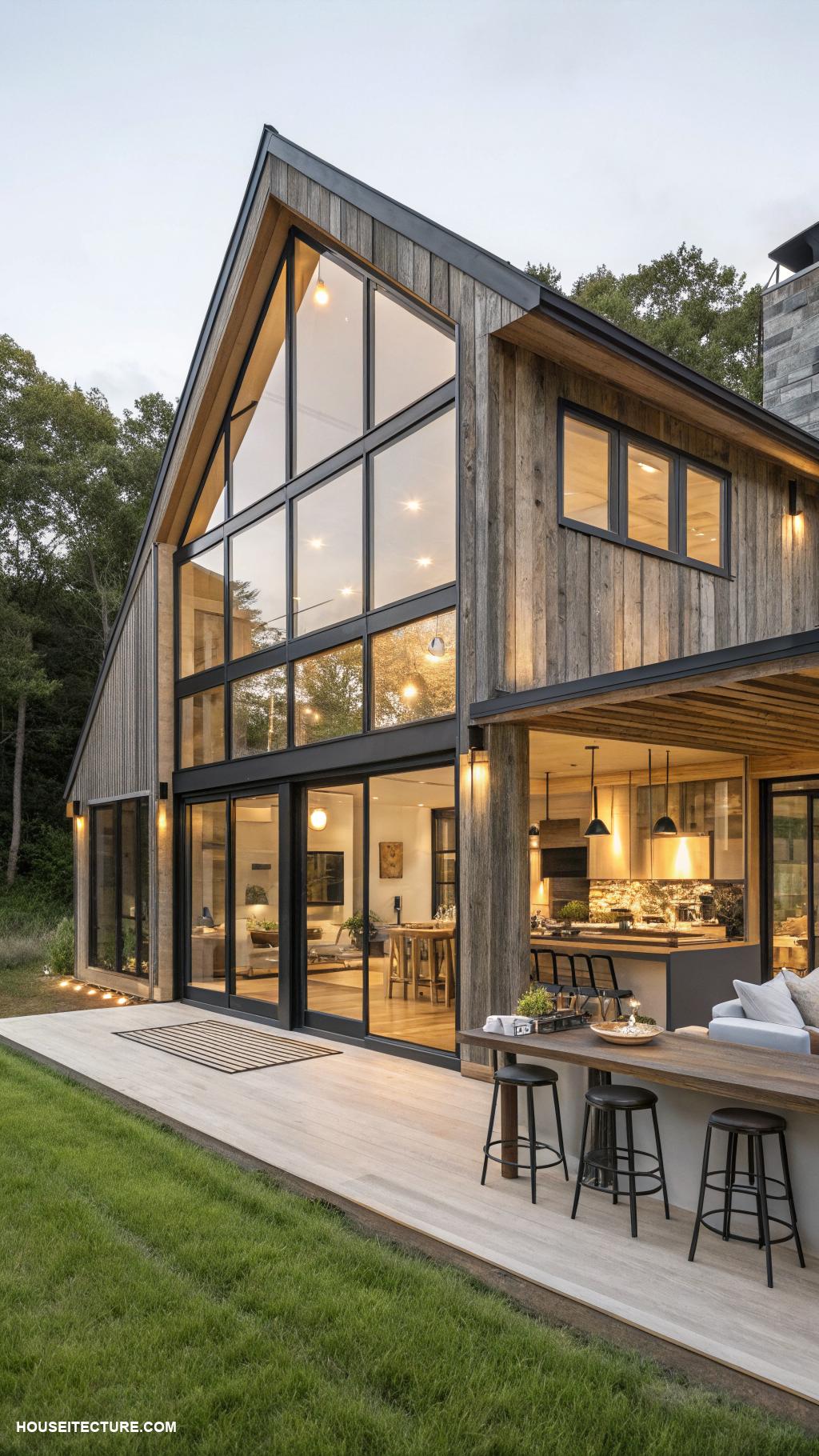 modern cottage homes Open concept cottage with large windows