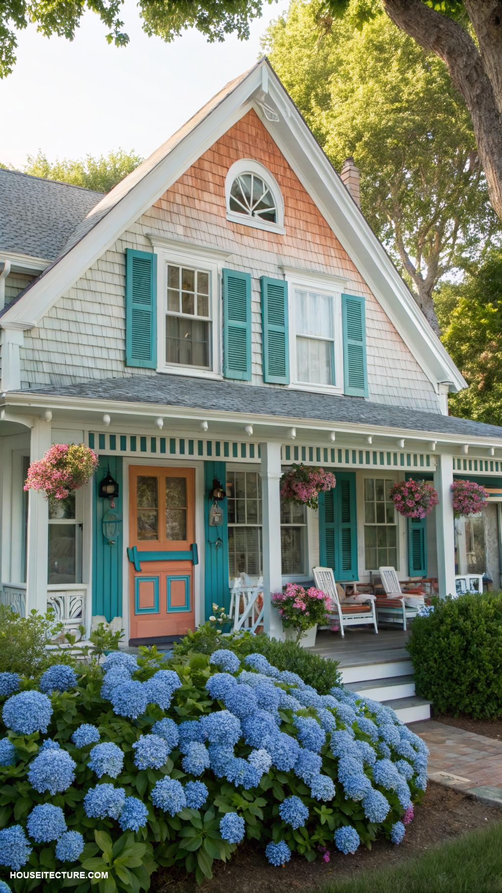 nantucket island houses Charming bungalow with colorful shutters