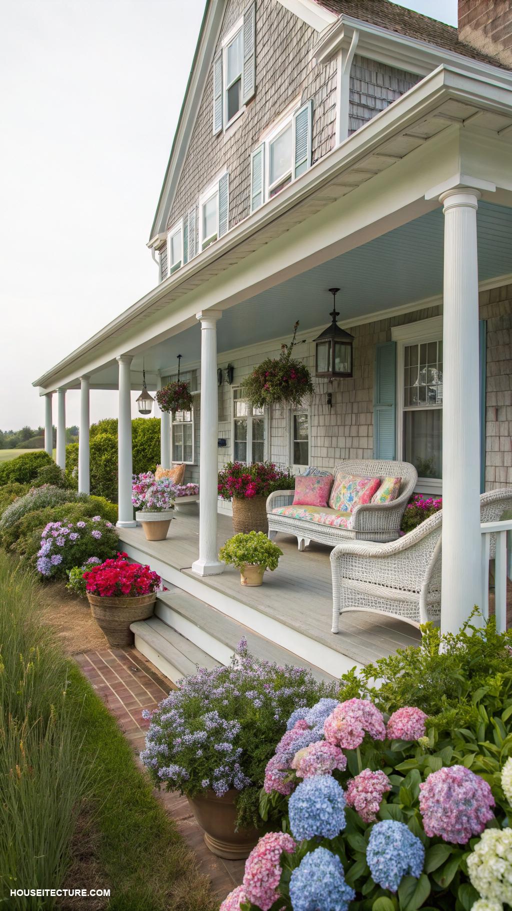nantucket island houses Coastal cottage with wraparound porch