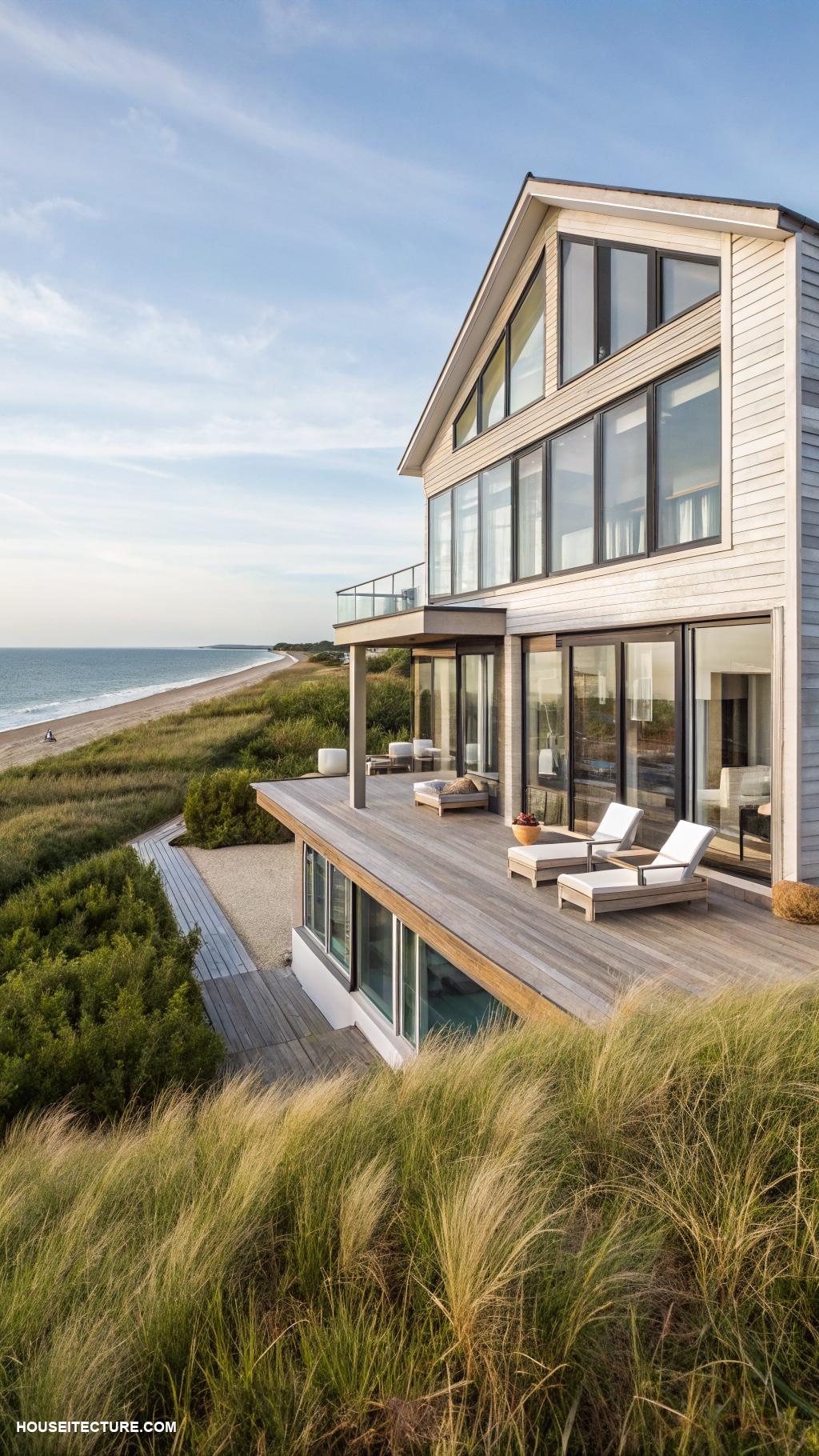 nantucket island houses Modern beach house with large windows