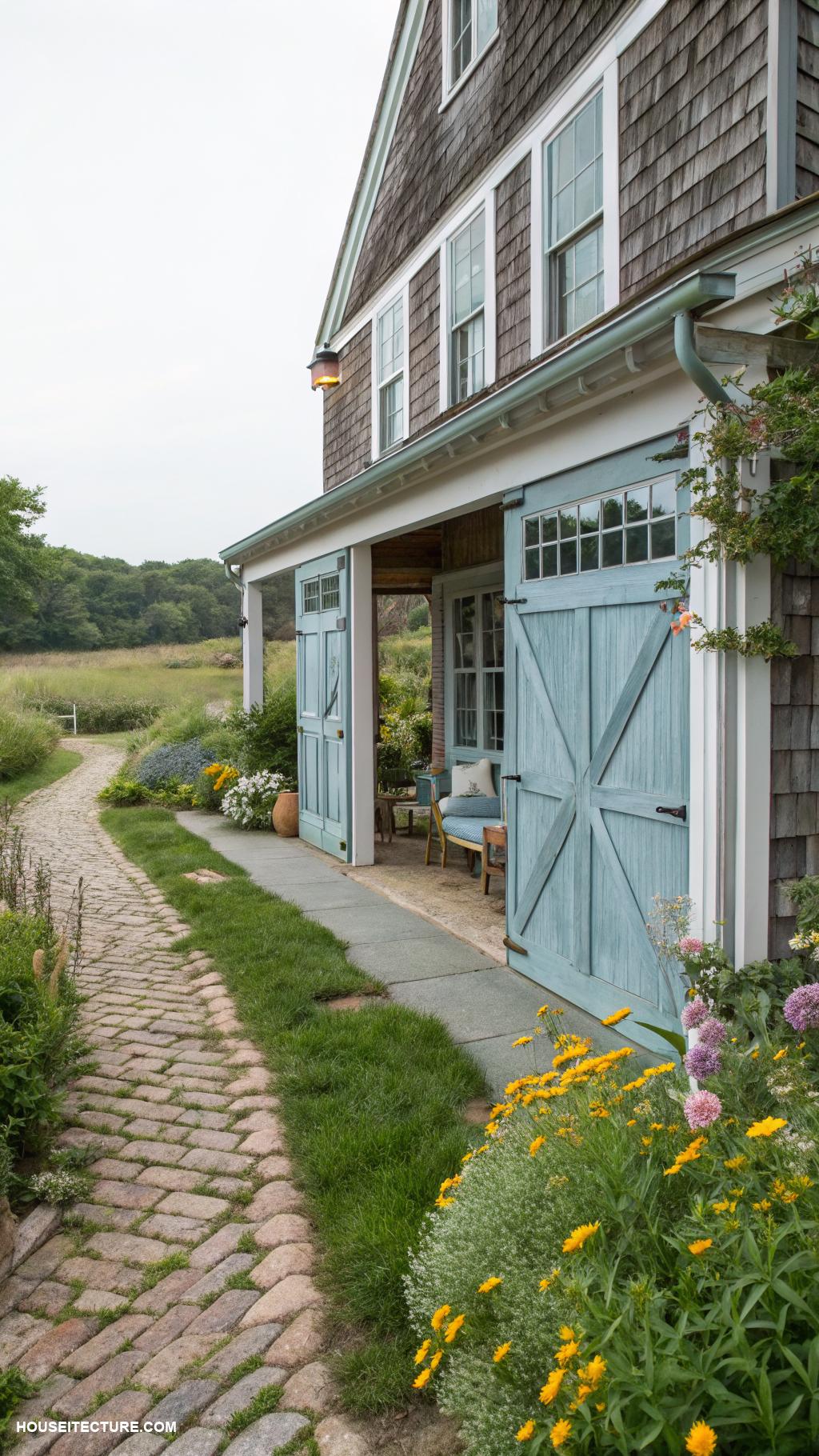 nantucket island houses Rustic farmhouse with barn doors