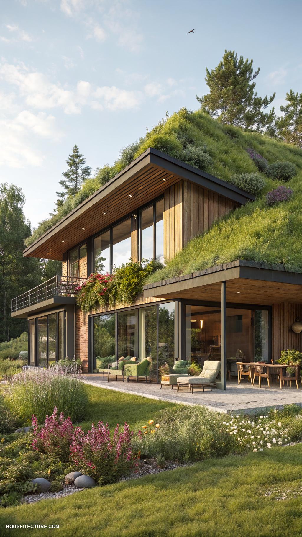 nordic house architecture Green roofs for enhanced insulation