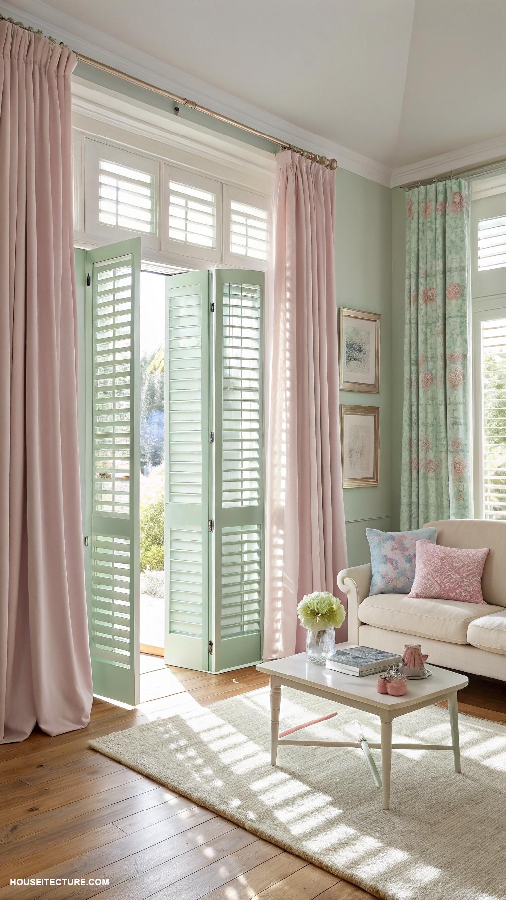 plantation shutters Painted pastels for a cheerful atmosphere