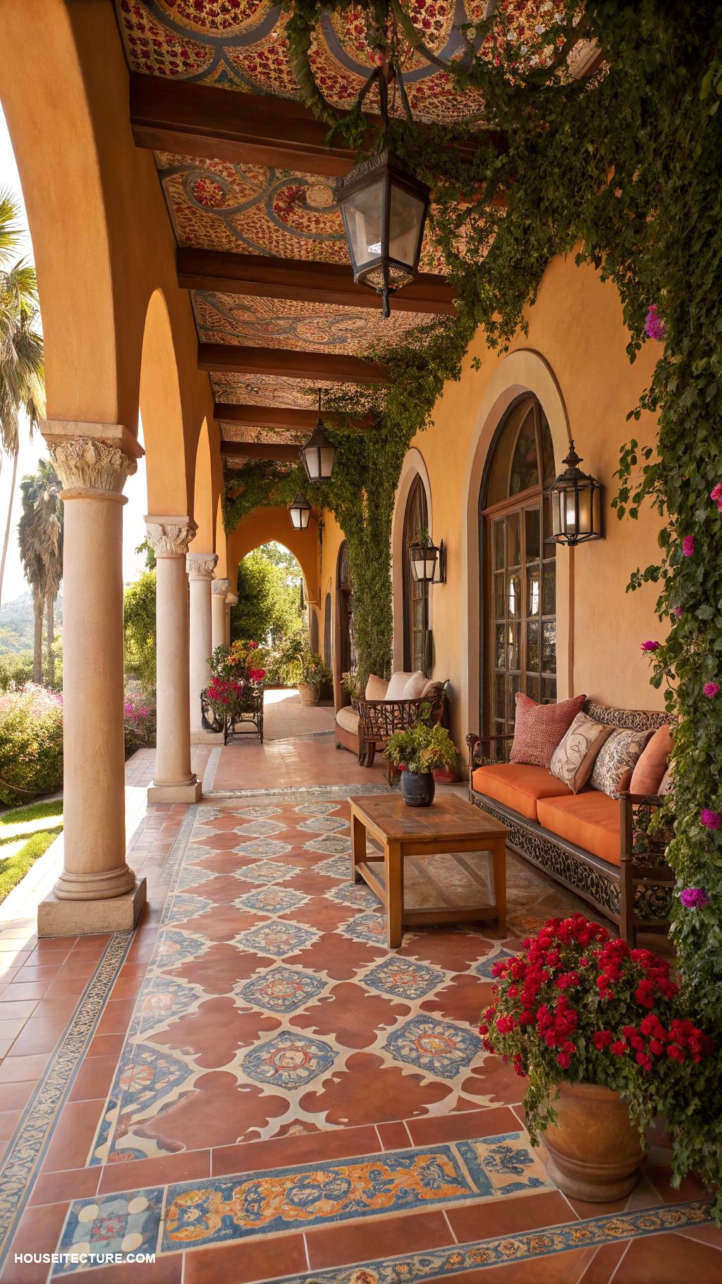 traditional porch Mediterranean porch with terracotta tiles