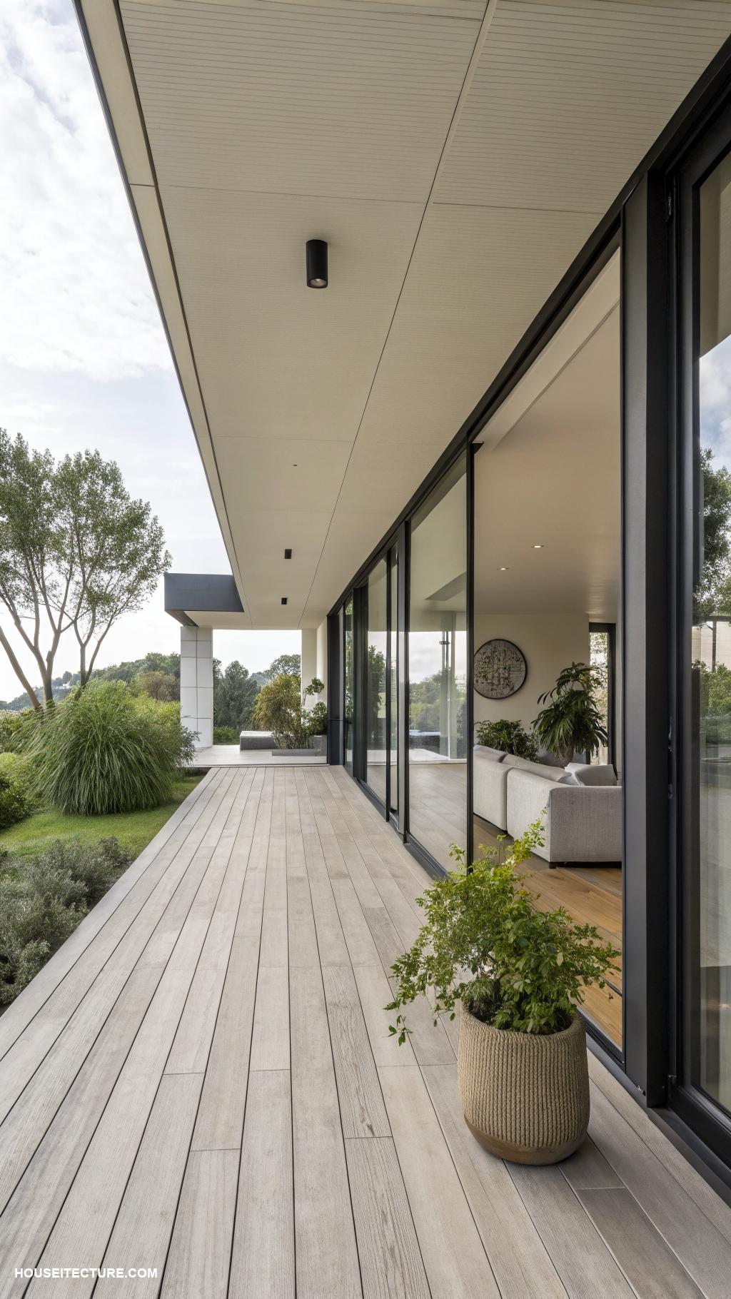 traditional porch Minimalist porch with sleek lines