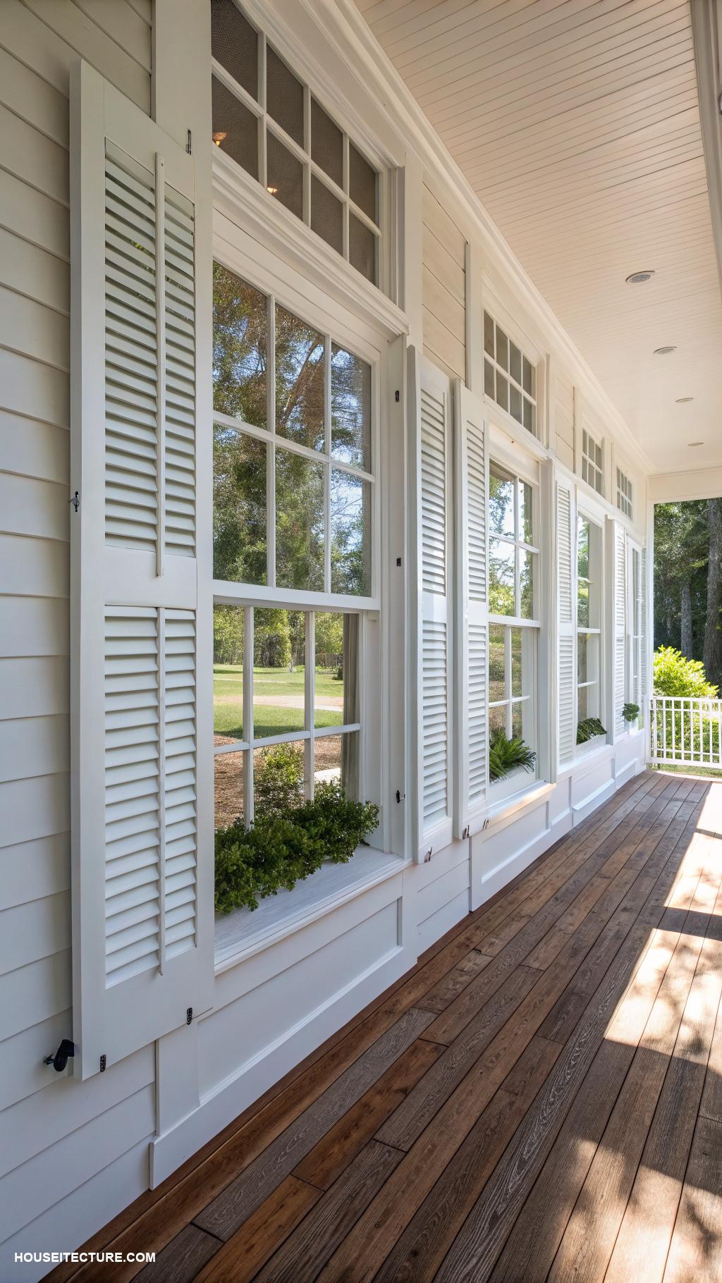 wood shutters Classic white wood shutters for timeless elegance