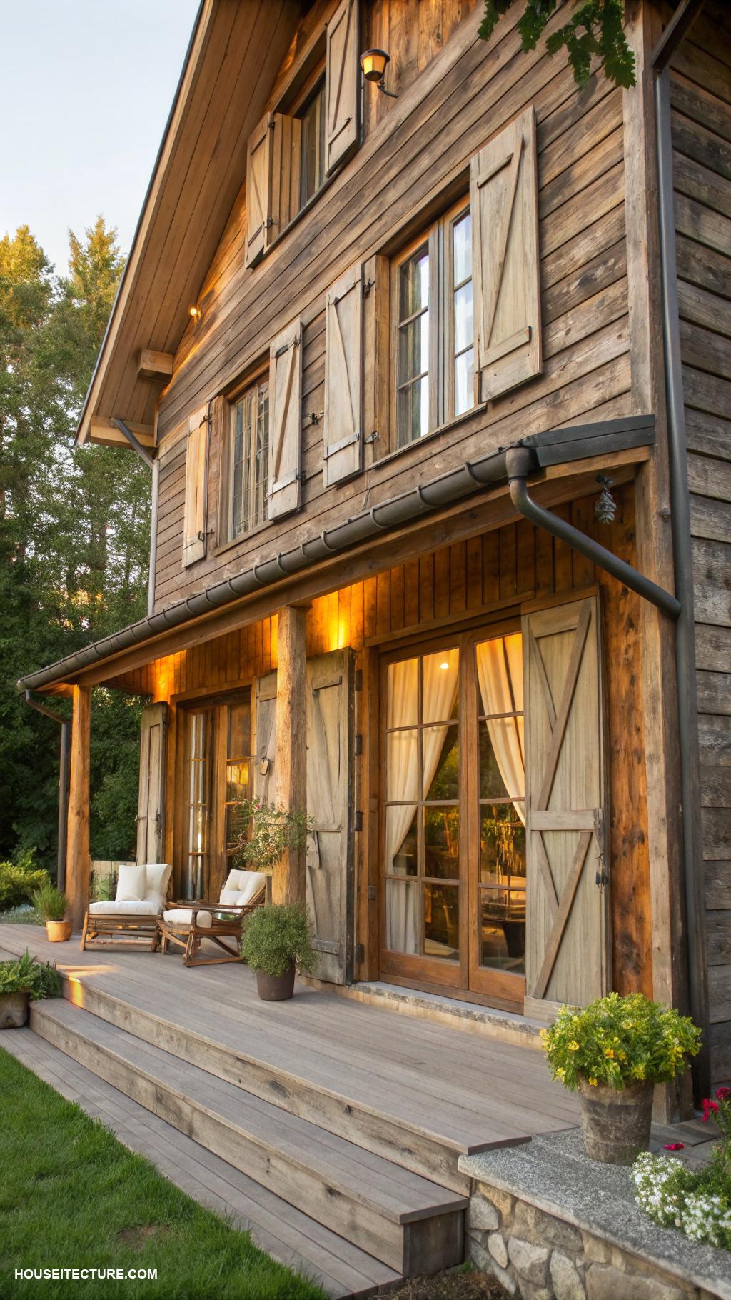 wood shutters Natural wood shutters for rustic appeal