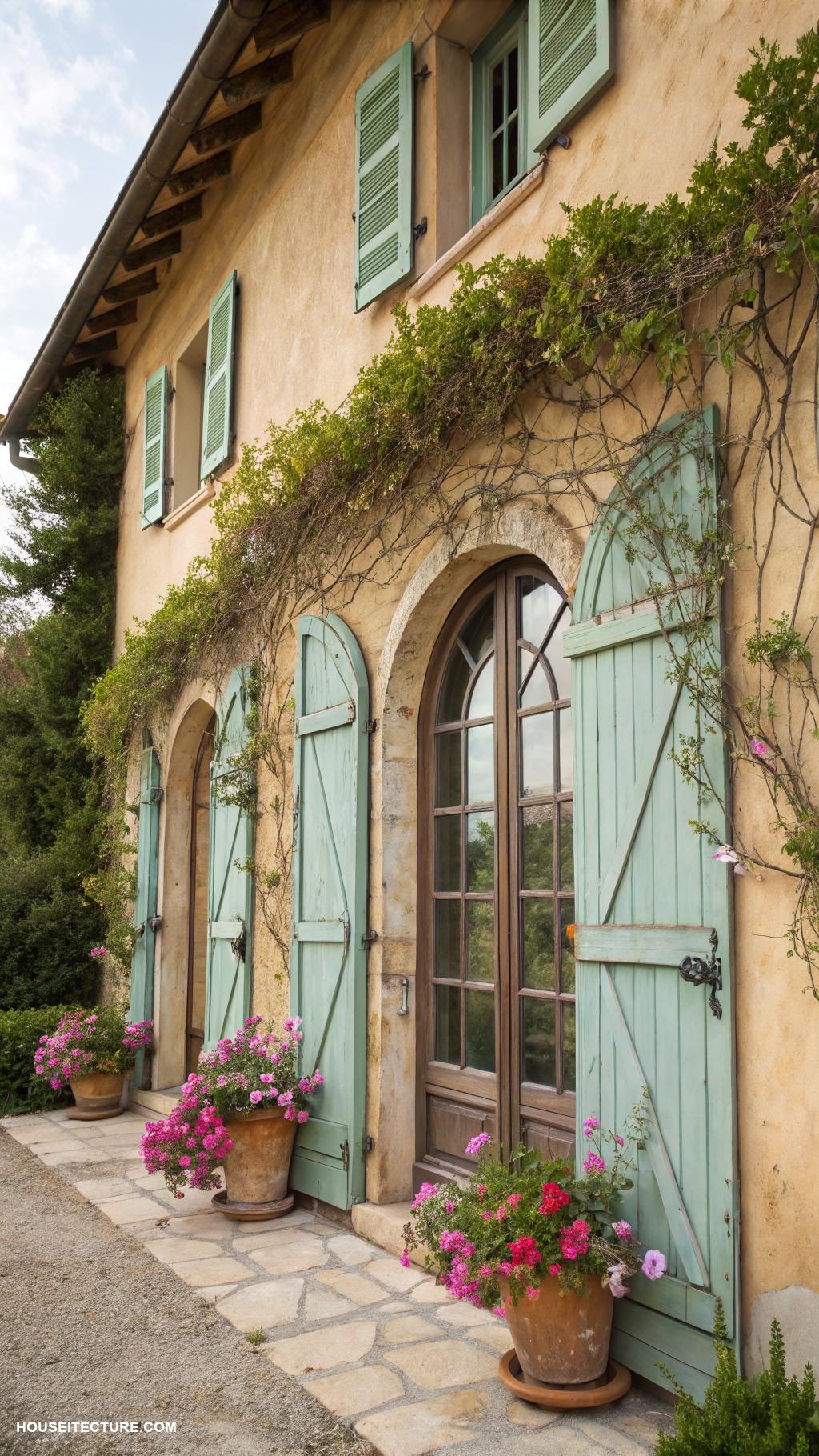 wood shutters Shuttered arch windows for unique style