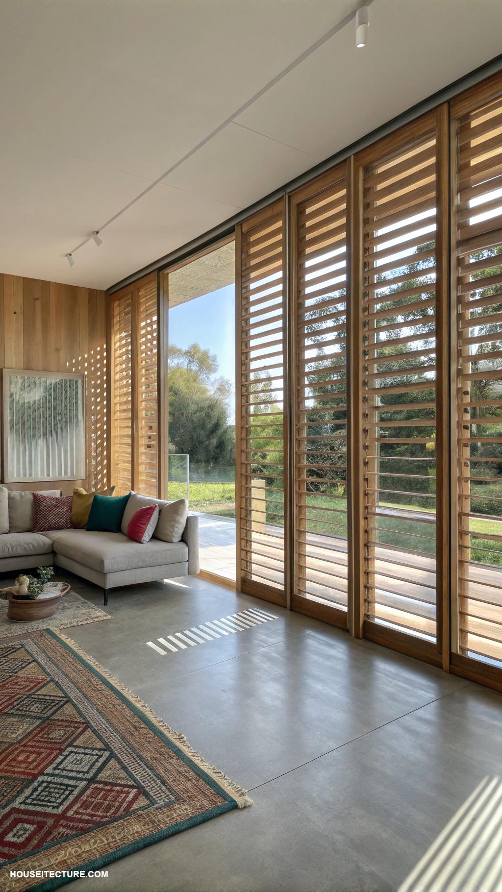 wood shutters Vertical slat shutters for a contemporary look