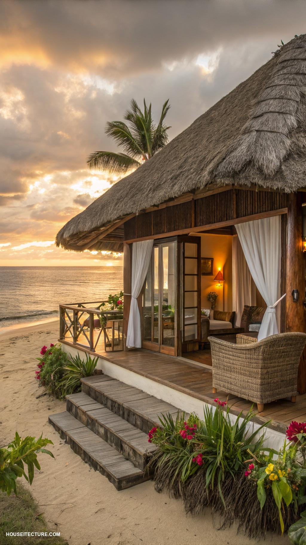 beach bungalows Cozy bamboo bungalow with ocean views
