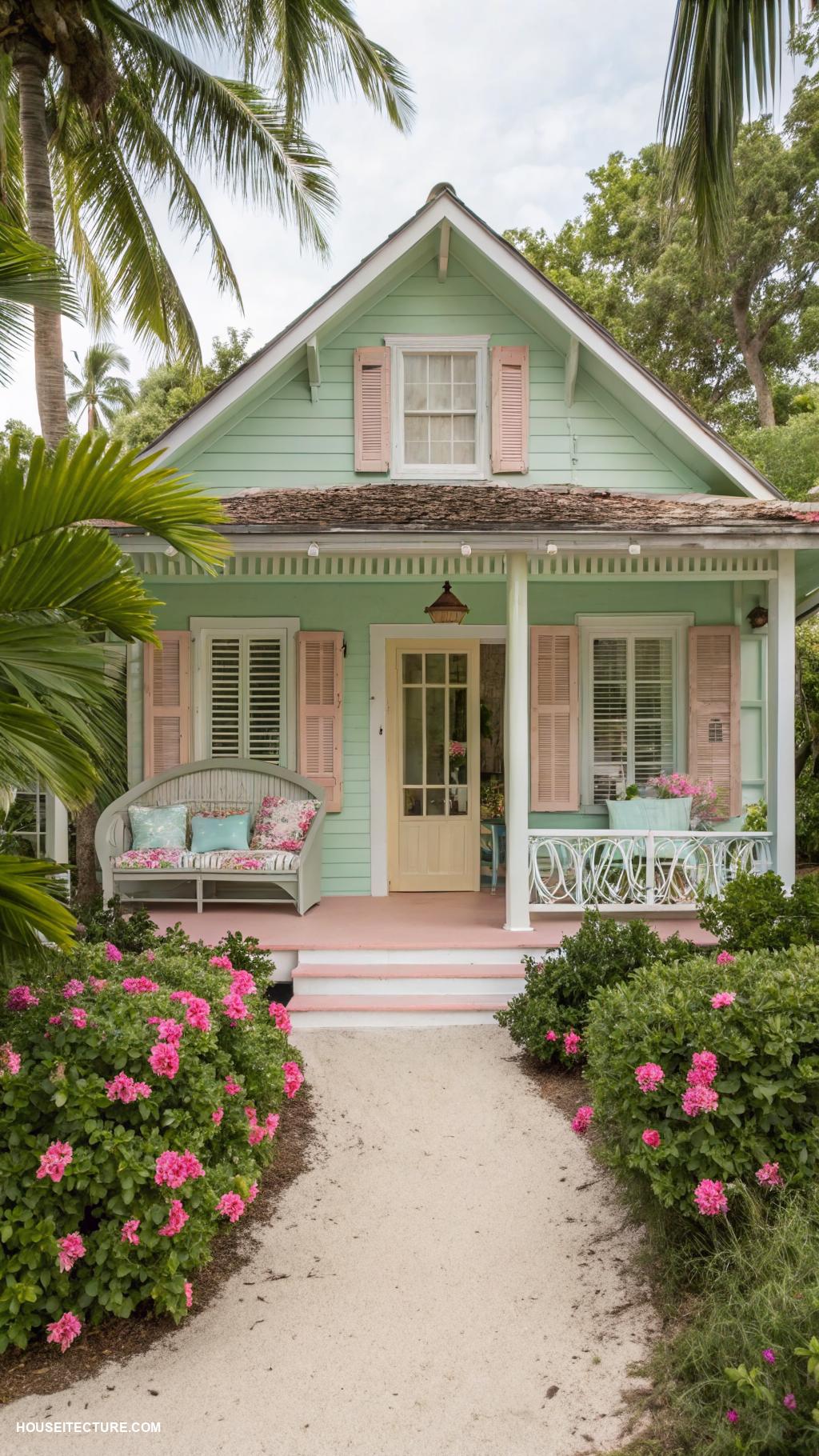 beach bungalows Vintage inspired bungalow with pastel colors