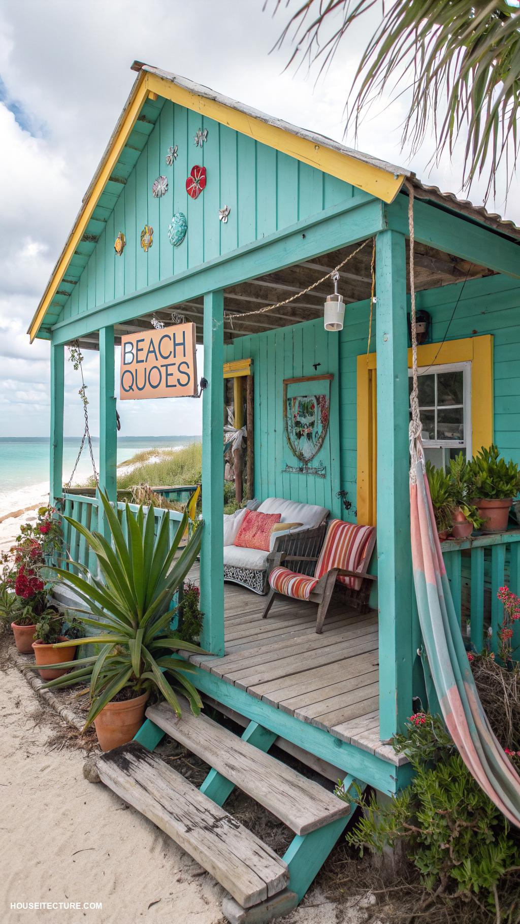 beach cottages Colorful beach shack with vibrant decor