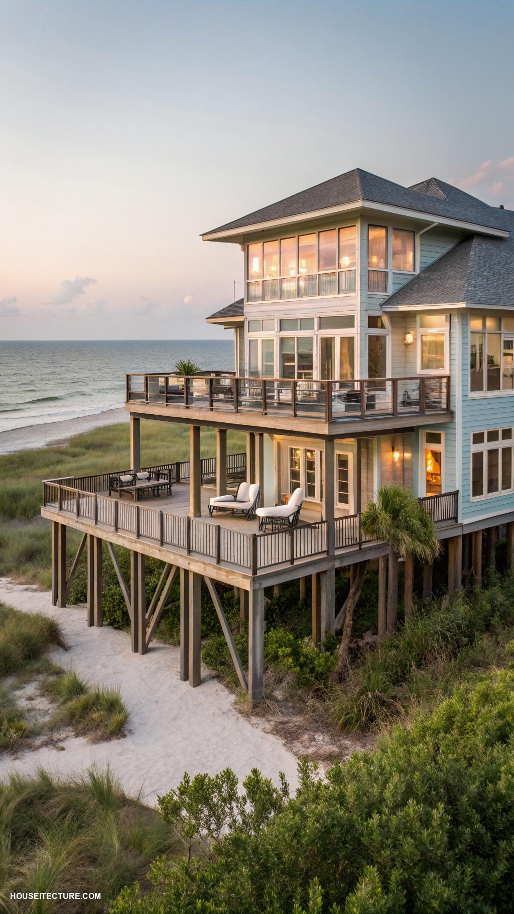 beach house exterior ideas Elevated structure for flood safety