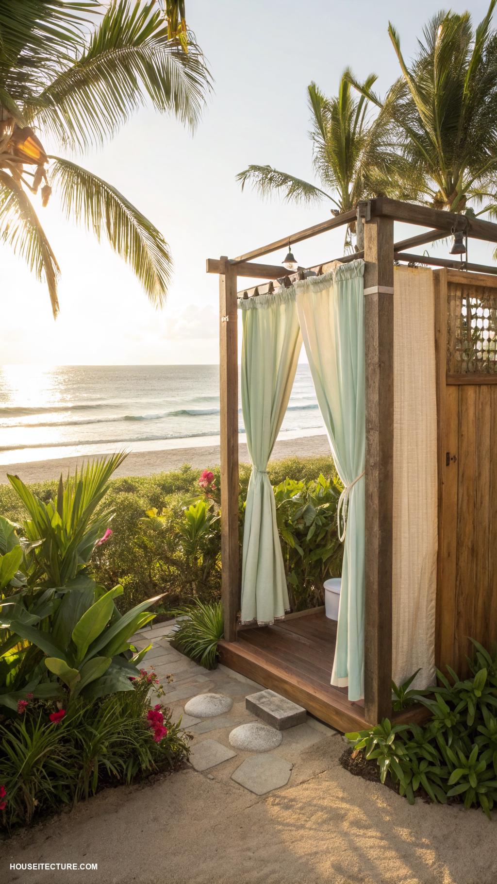 beach house exterior ideas Outdoor shower with privacy screen