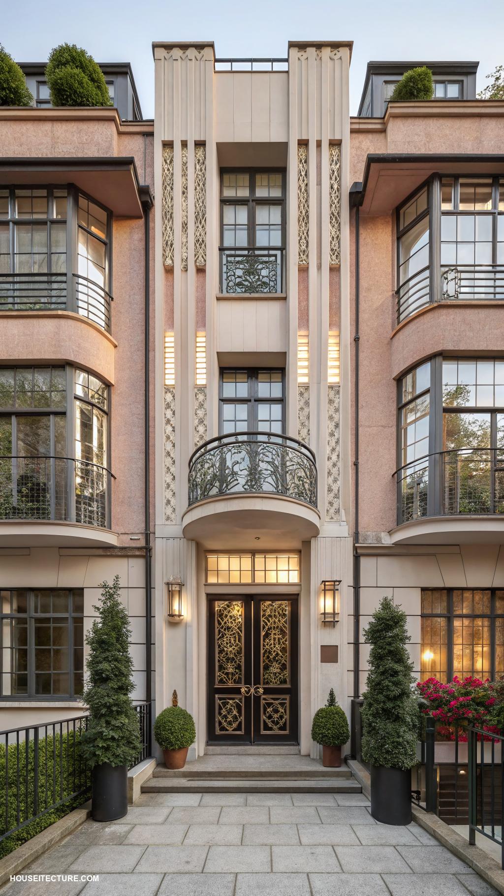 british townhouses Art deco elements blended with contemporary style