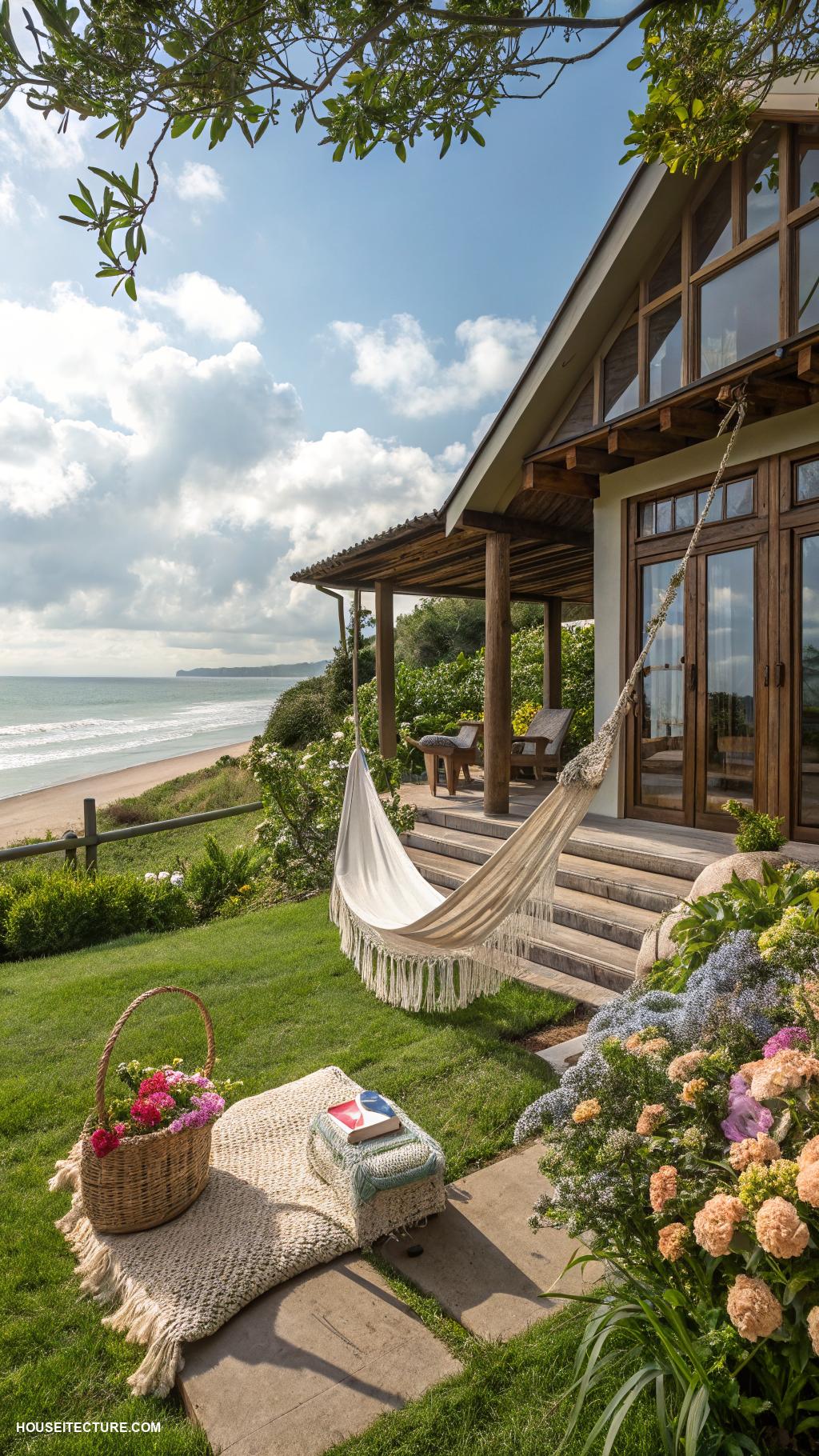coastal cottages Seaside bungalow with hammock in the garden