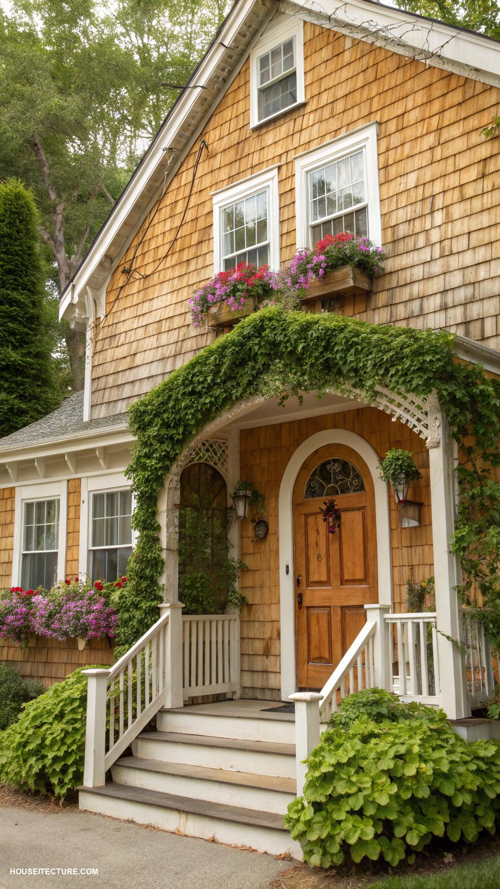 cottage exterior ideas Charming wooden shingle siding for warmth