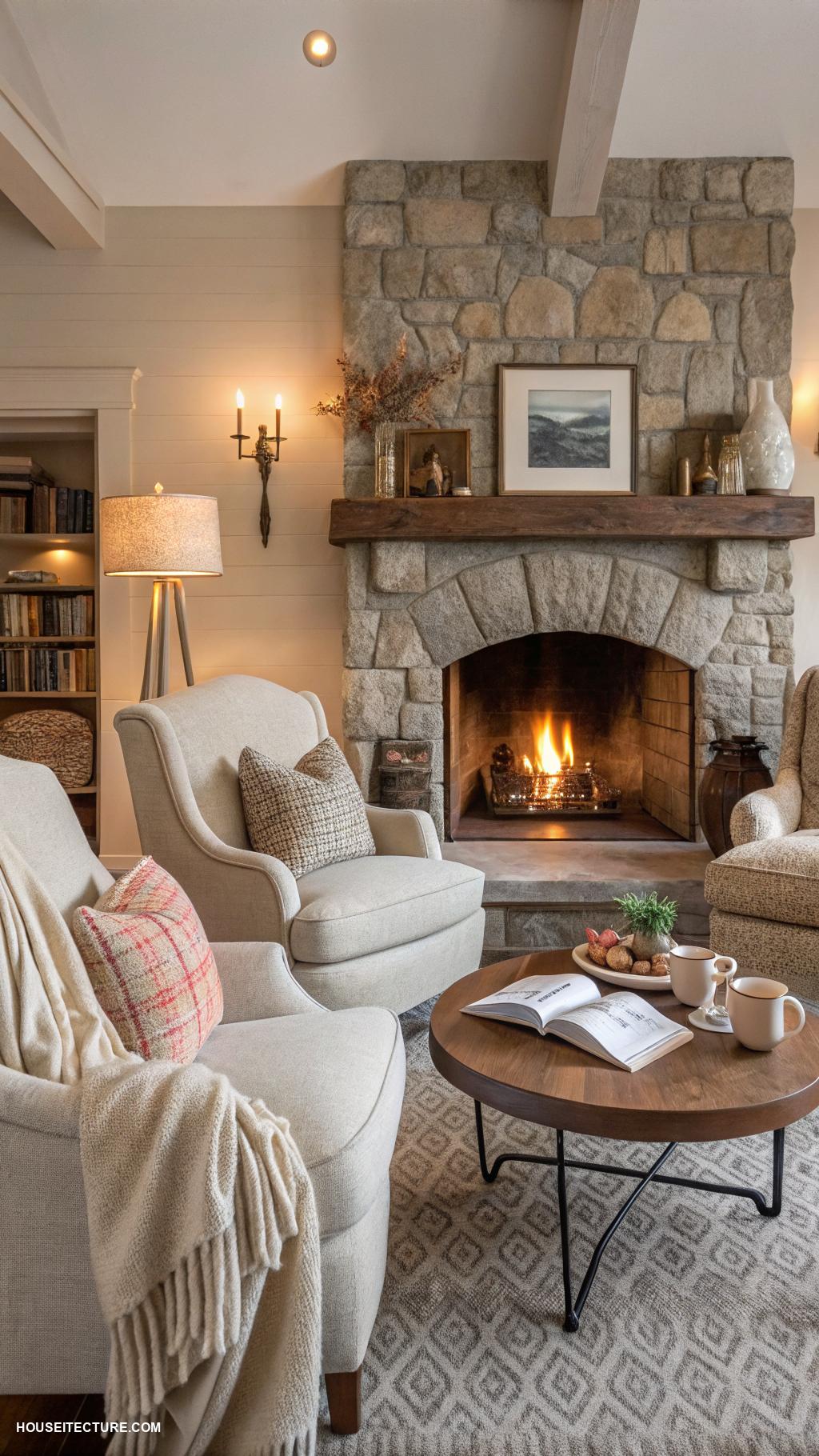 cozy house Fireplace with comfortable seating around