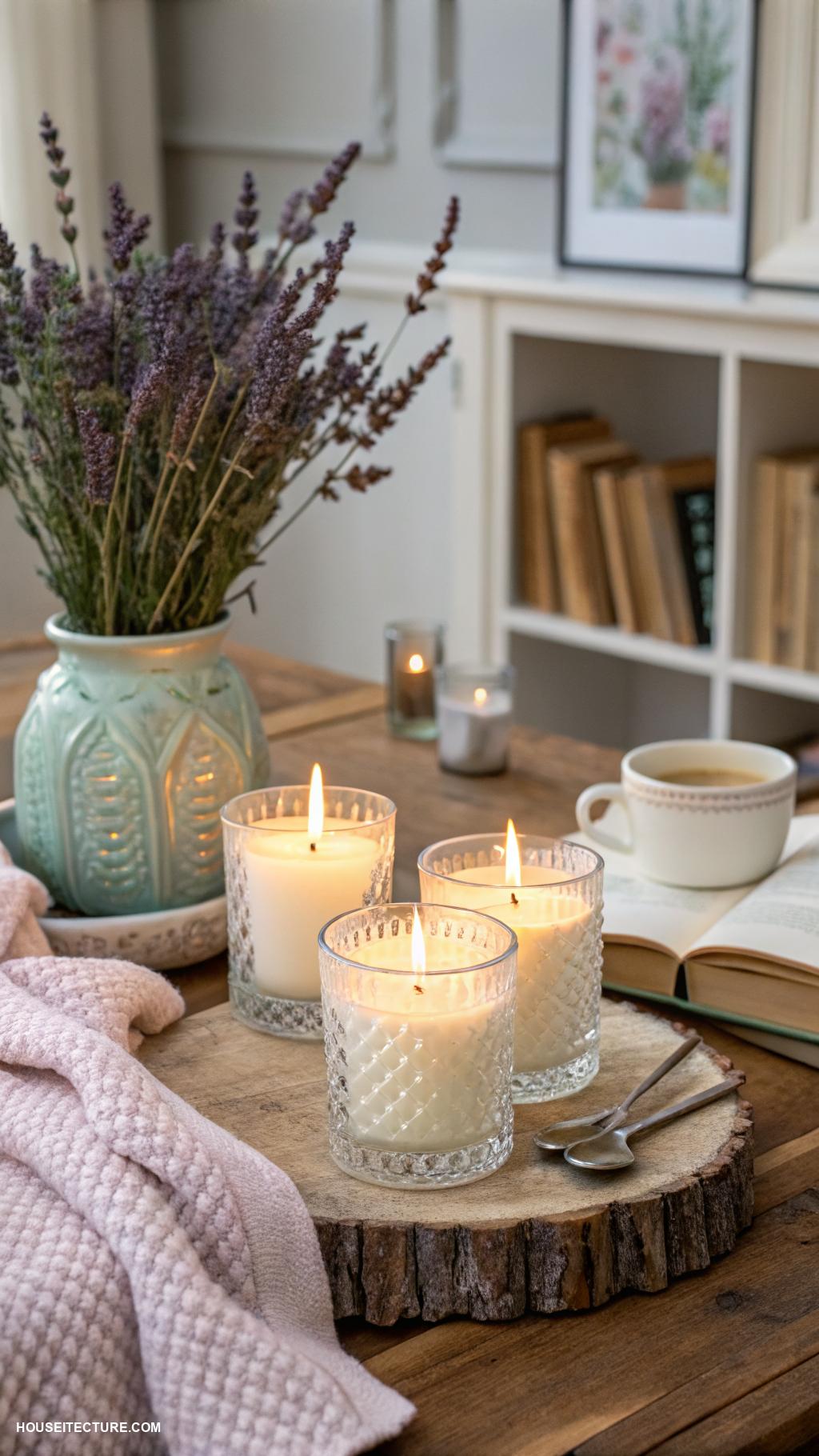 cozy house Scented candles for a relaxing atmosphere