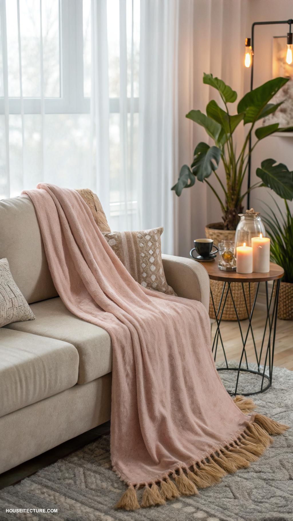 cozy house Warm soft flannel throw blankets on sofas