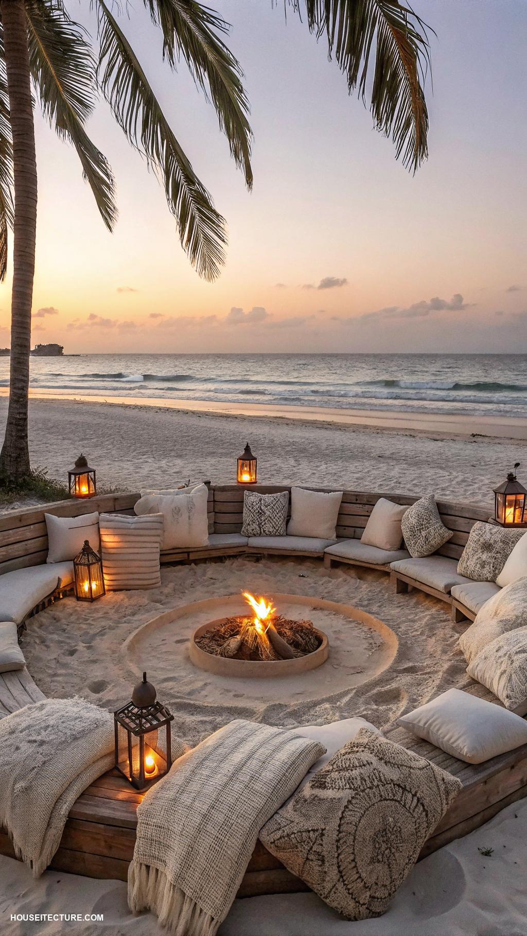 dream beach houses Cozy fire pit area for evenings