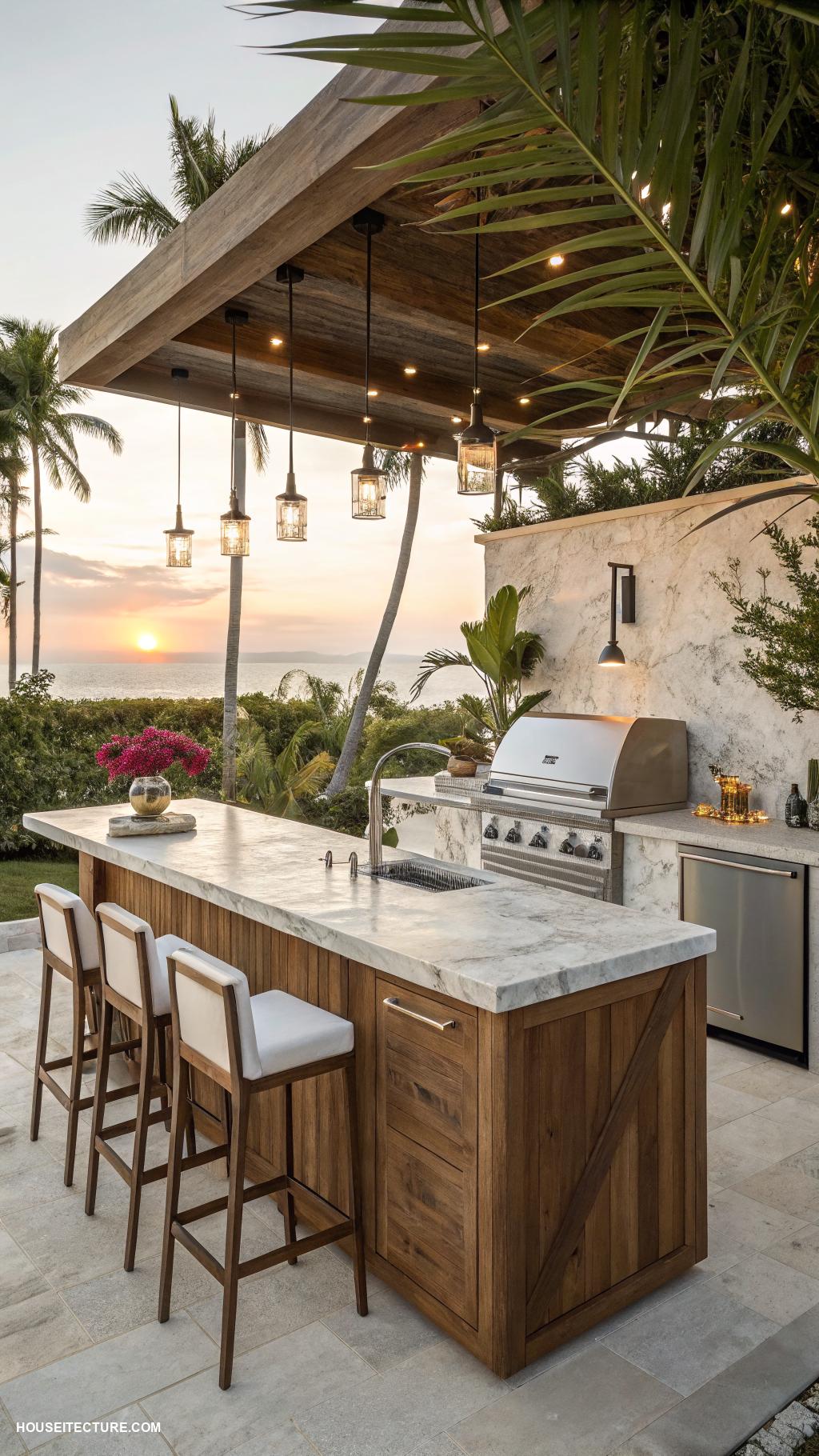 dream beach houses Outdoor kitchen for beachside barbecues
