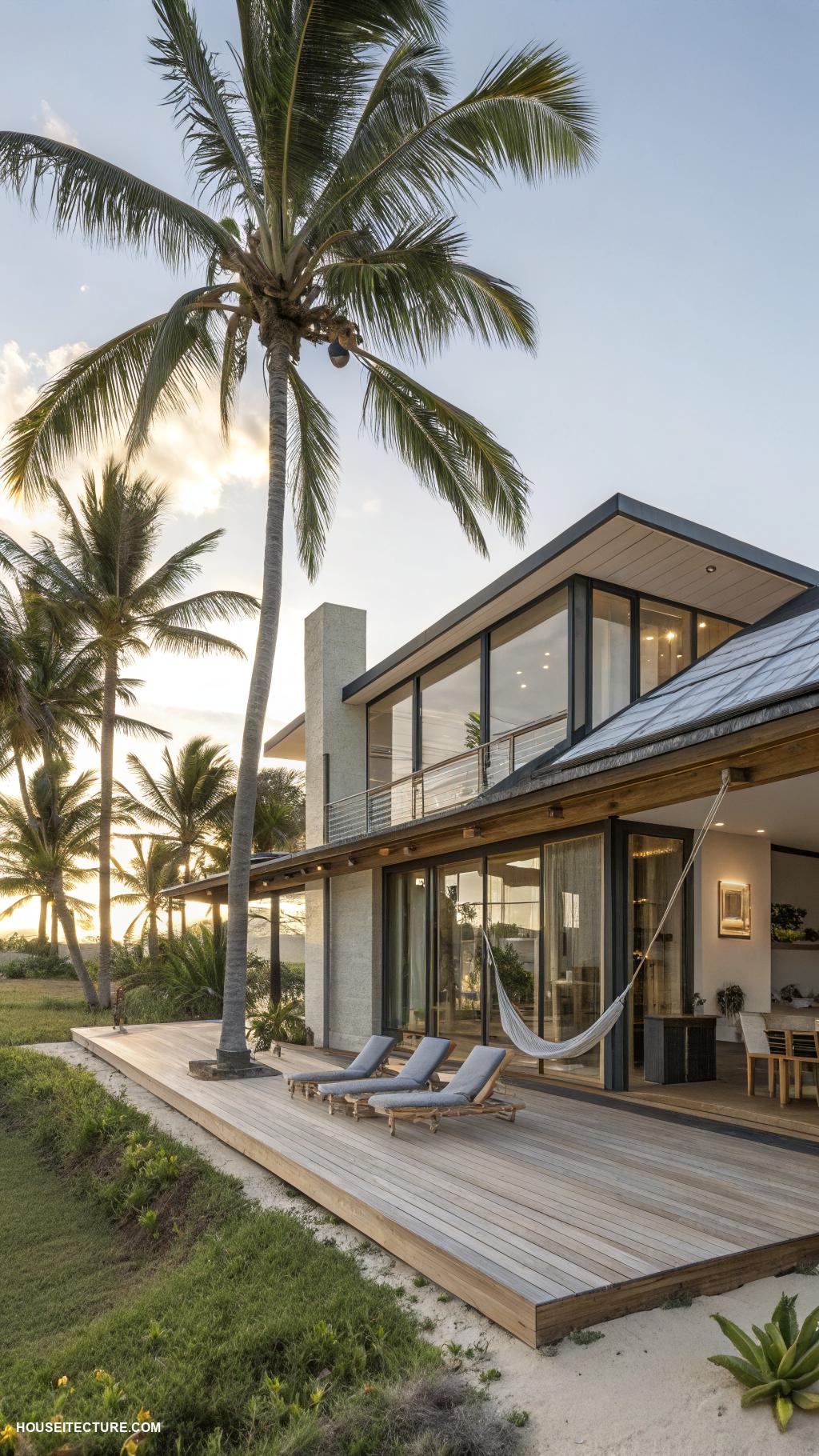 dream beach houses Sustainable design with solar panels