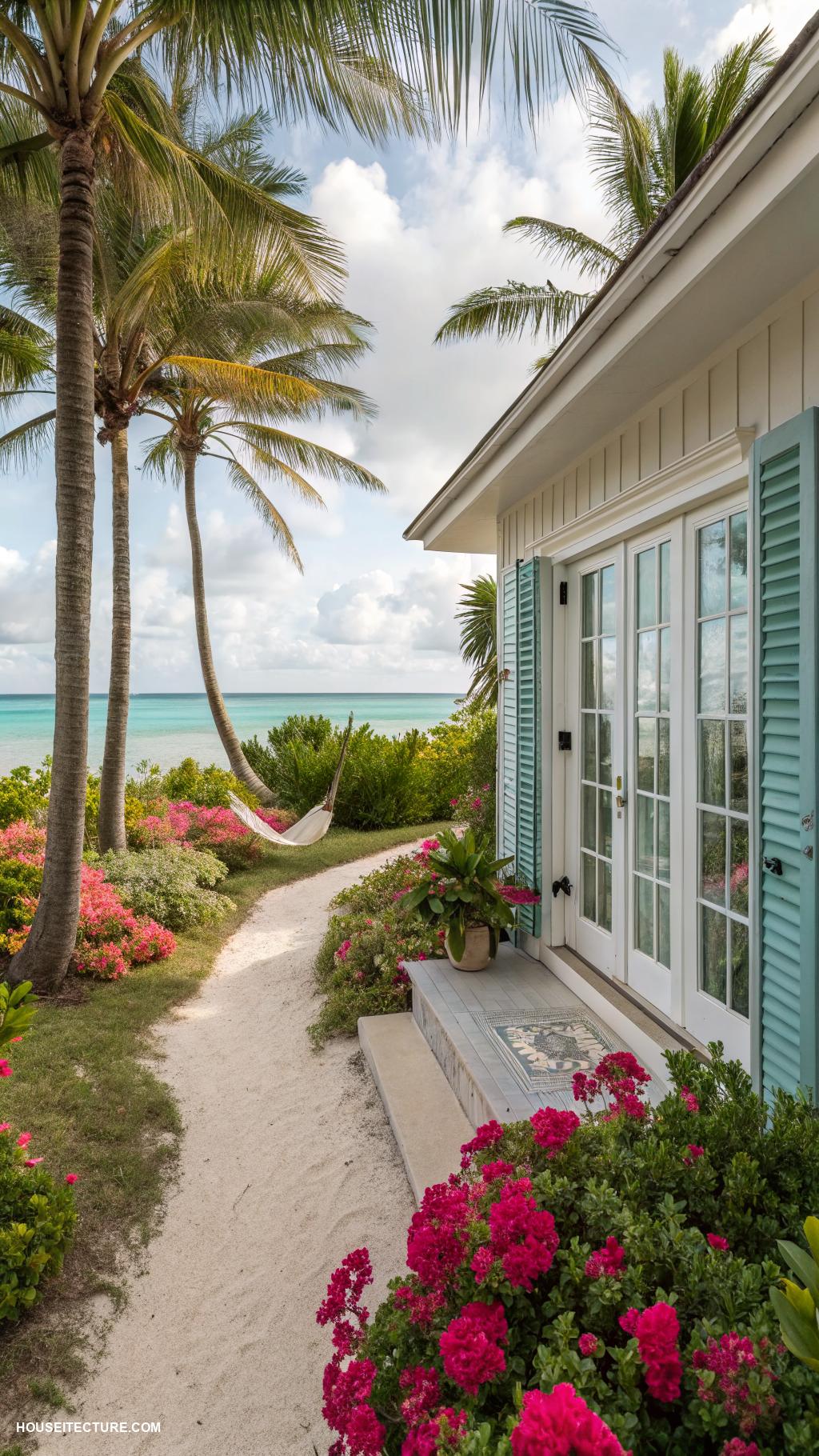 dream beach houses Tropical garden surrounding the house