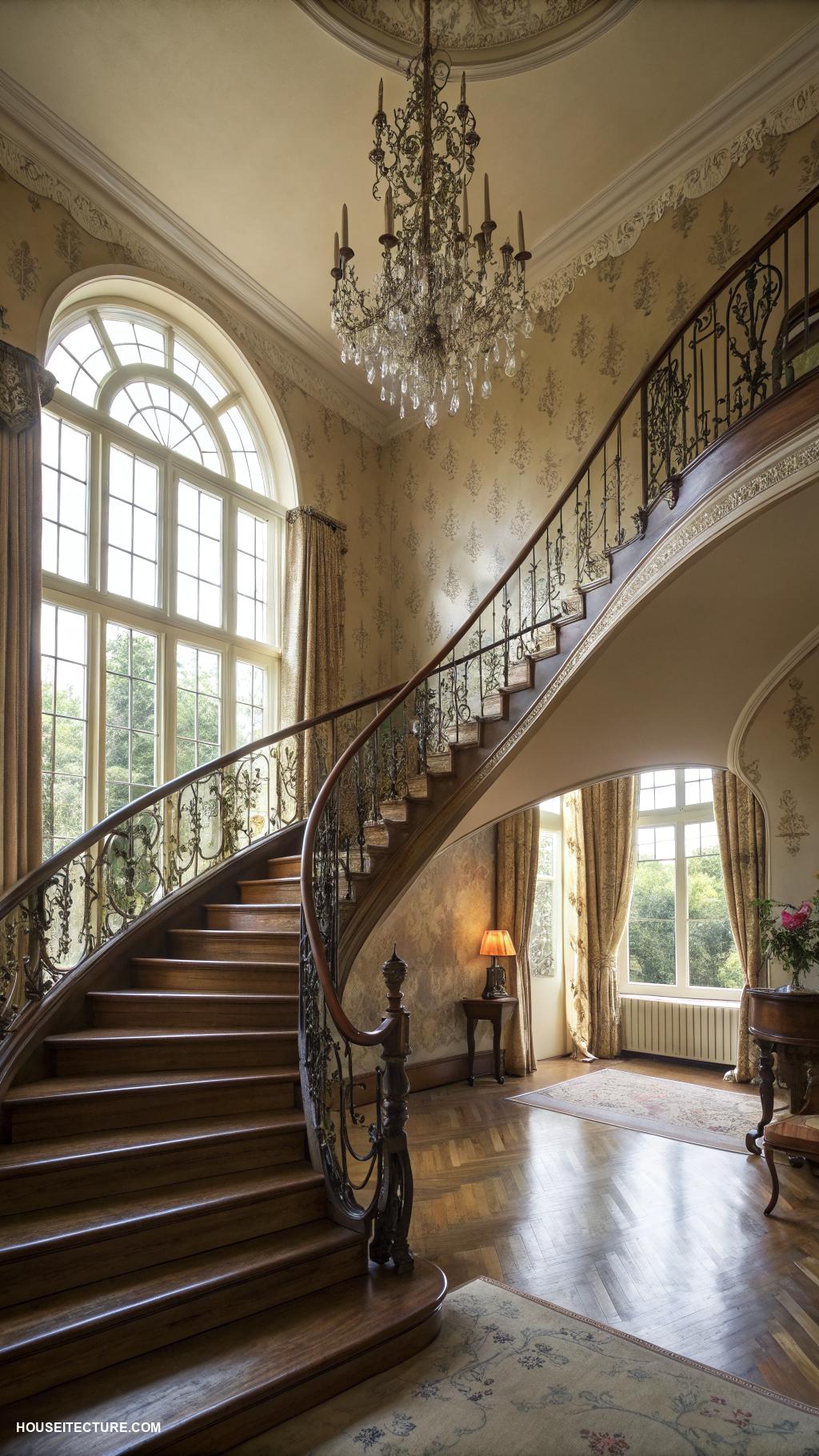 english manor houses Impressive entrance hall with sweeping staircase