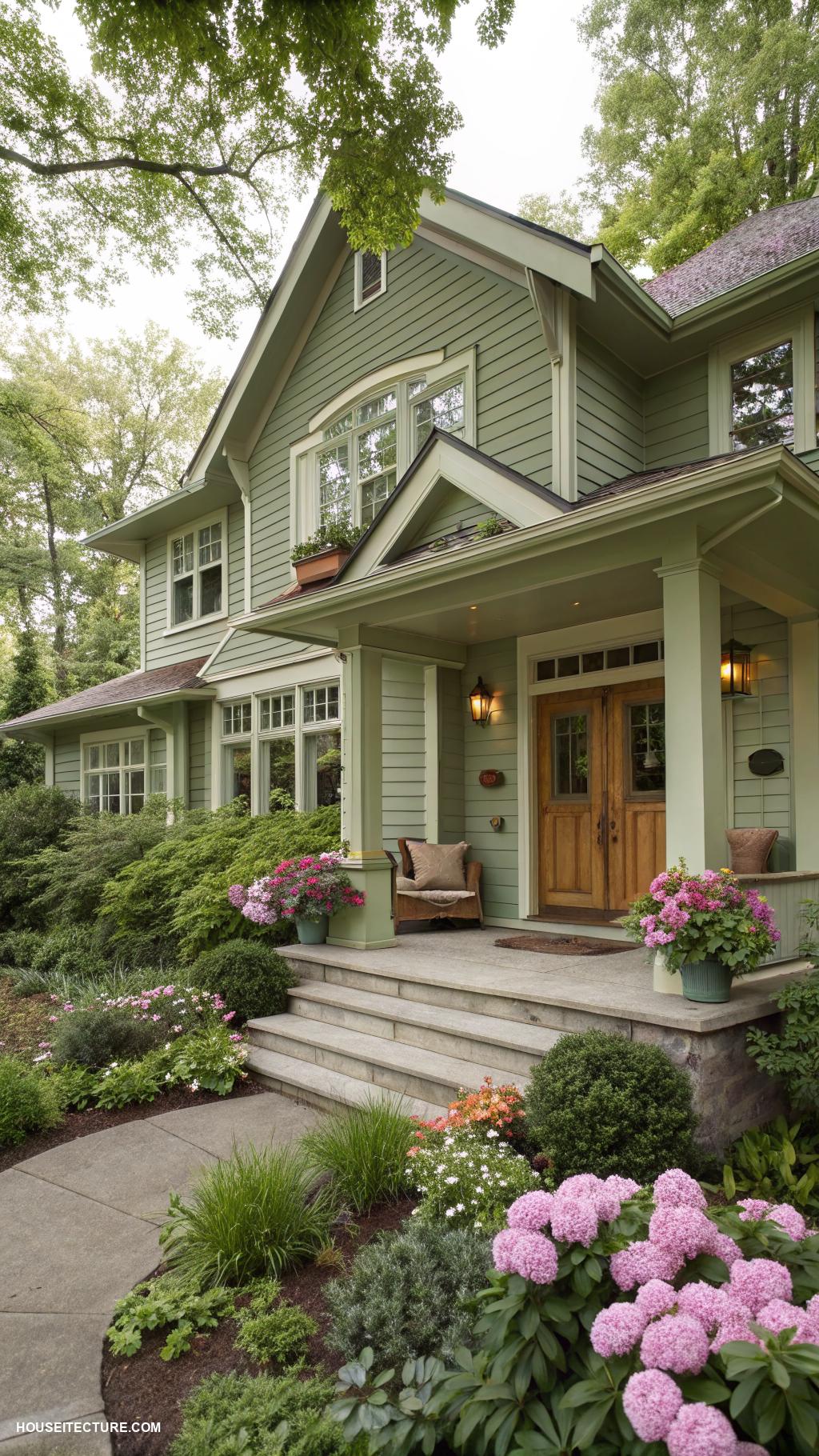 exterior house colors Muted sage green for a tranquil effect