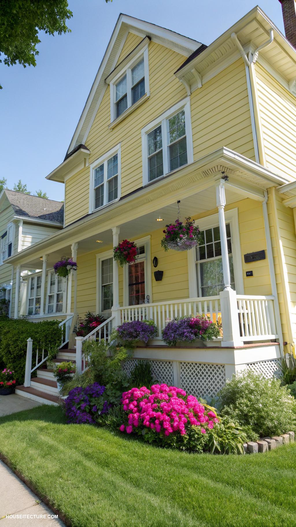 exterior house colors Sunny yellow for cheerful vibrancy
