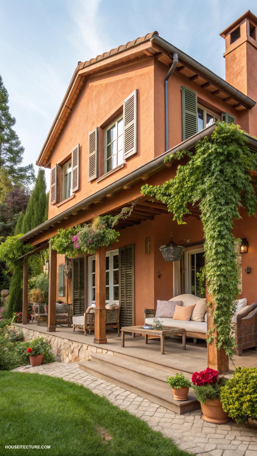 exterior house colors Warm terracotta for natural warmth