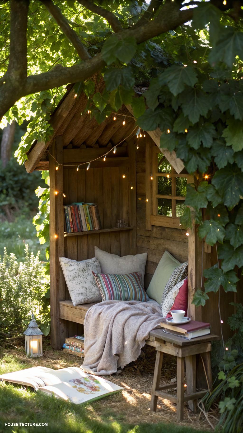 fairy tree houses Secret reading nook surrounded by branches