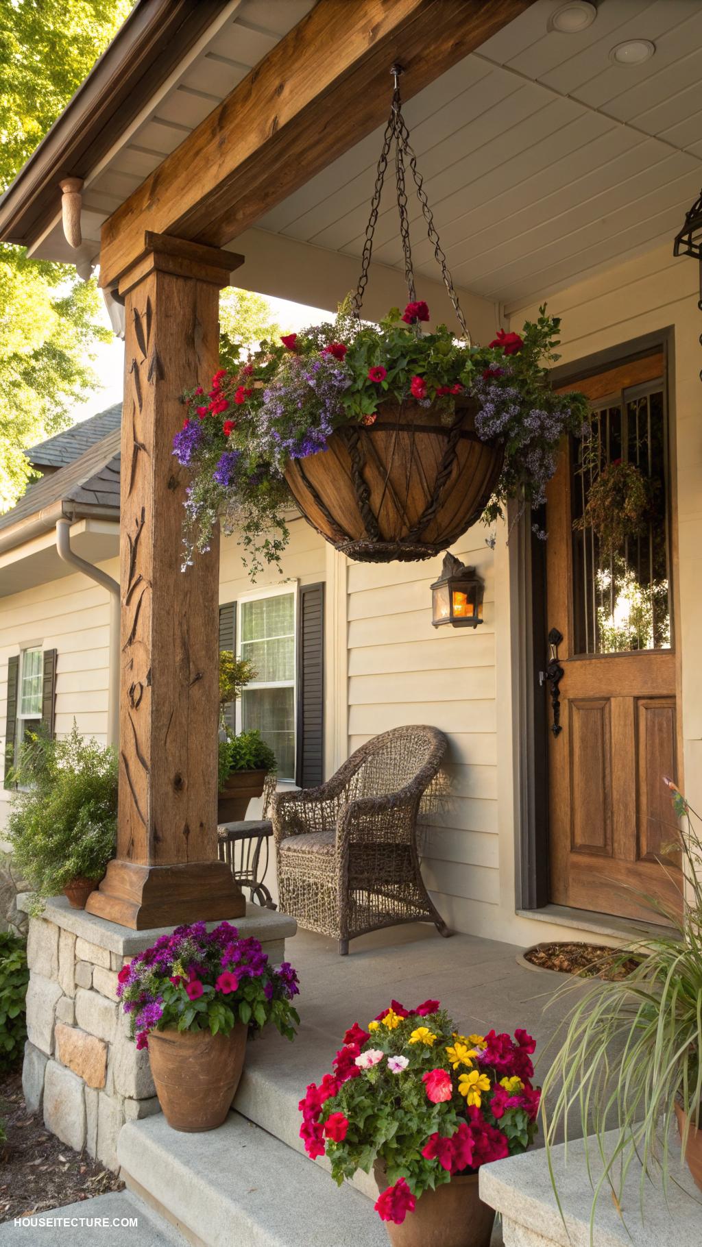 front porch planters Hanging planters for colorful flowers