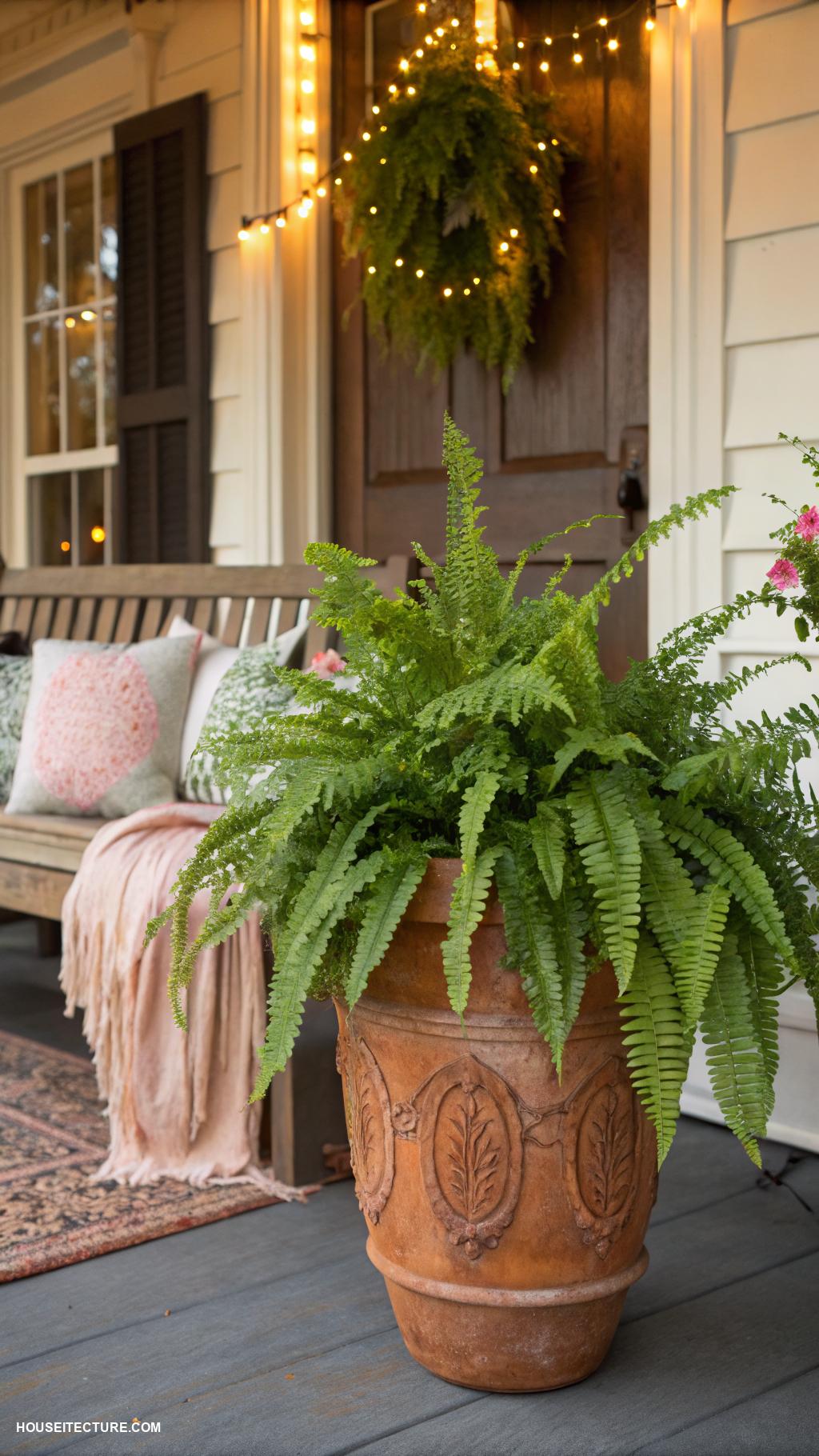 front porch planters Potted ferns for a lush entrance