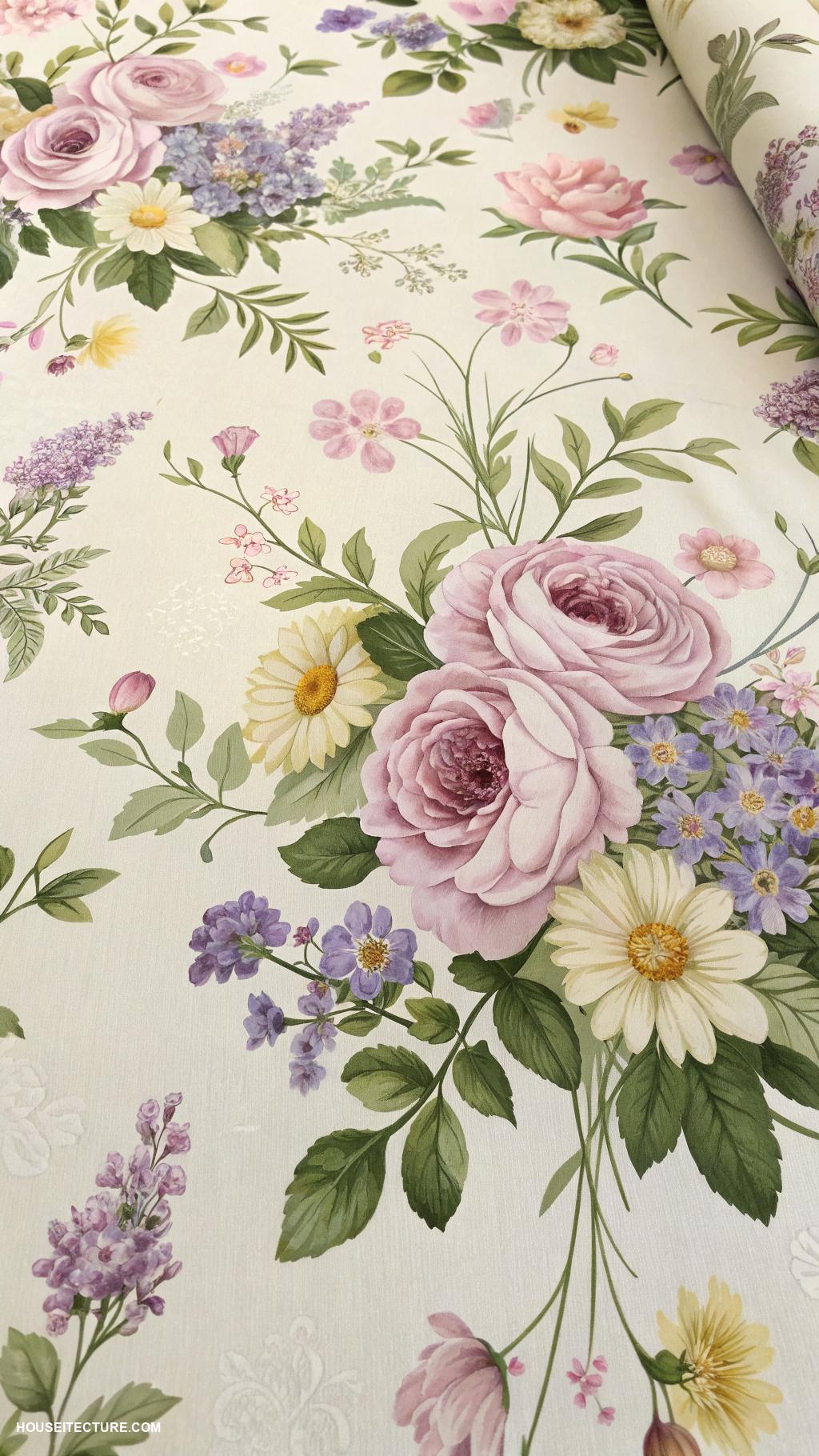 grandmacore house Floral wallpaper with vintage patterns