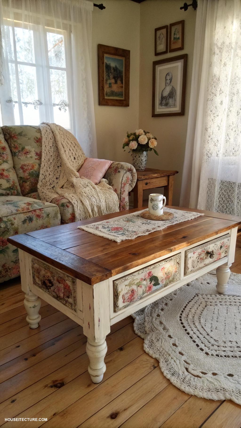 grandmacore house Rustic wooden furniture with distressed finishes